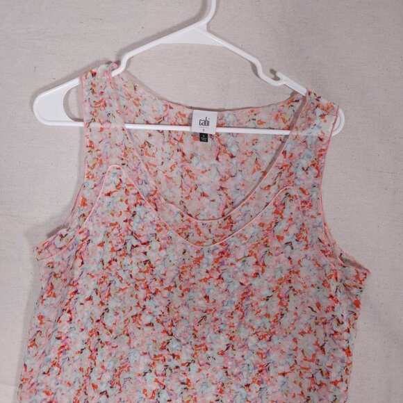 CAbi Womens Small Bella Pink Floral Layered V-Neck Tank Top Blouse 5032 Romantic - Picture 12 of 15
